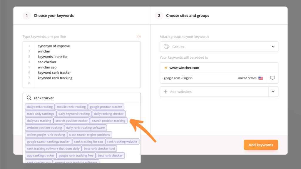 Keyword hot sale search tracking