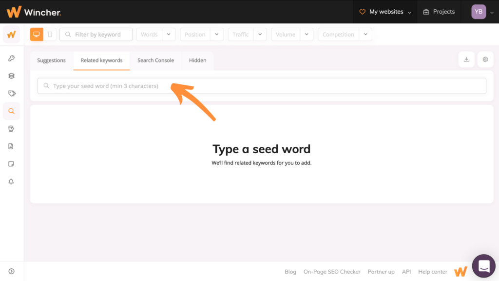 Enter a seed word to research keywords