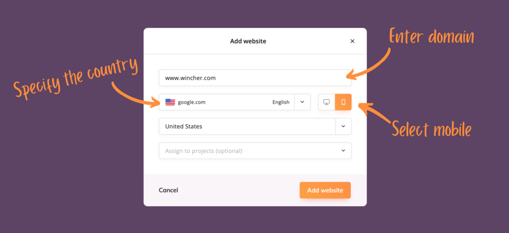 Wincher mobile rank tracking setup Wincher mobile rank tracking setup