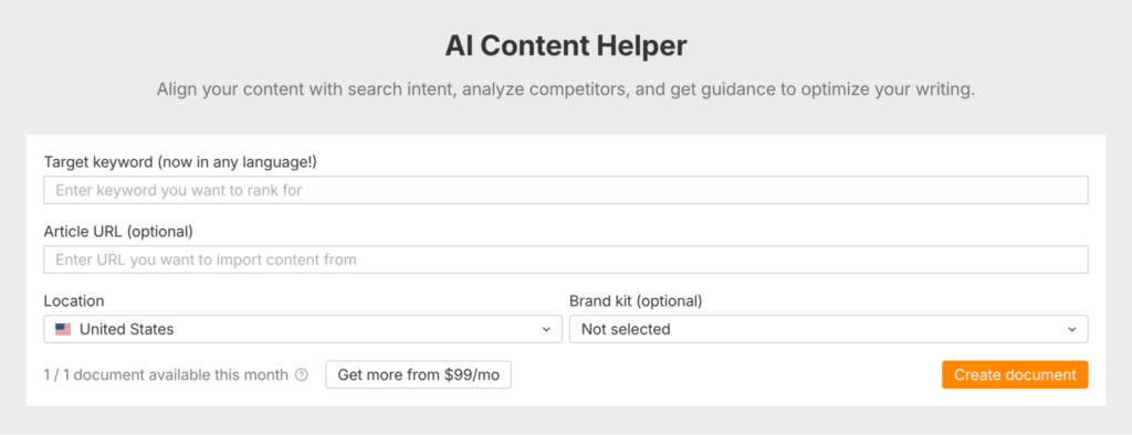 Ahrefs AI Content Helper